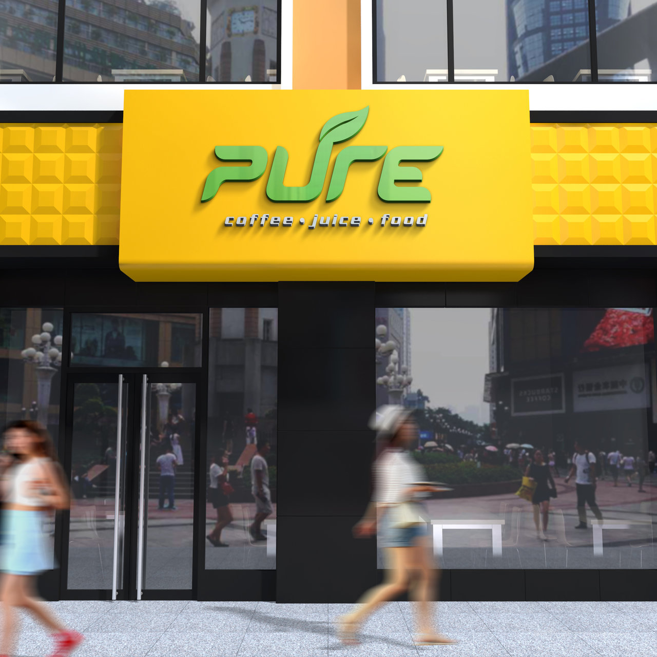 餐饮食品店铺门头店面样机