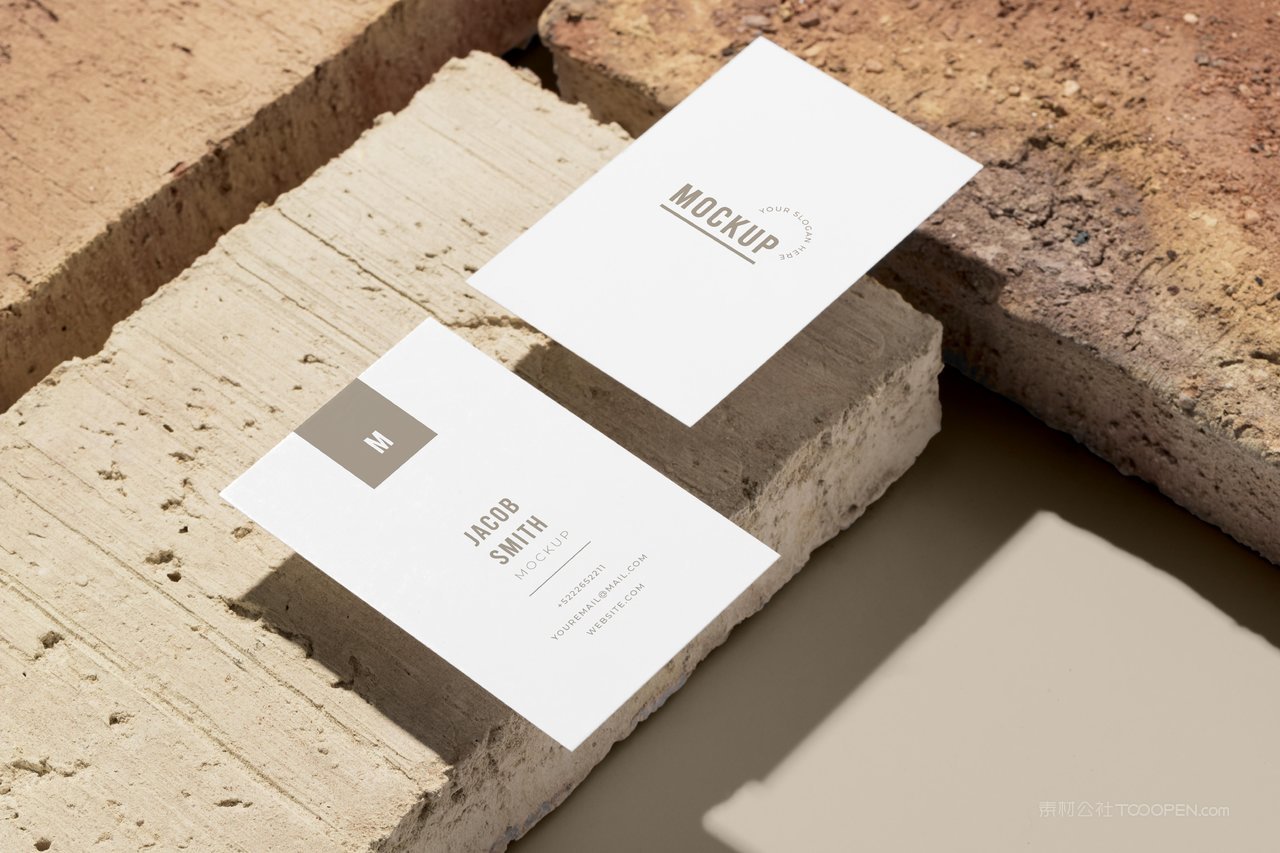 高档纸质白色名片光影场景样机