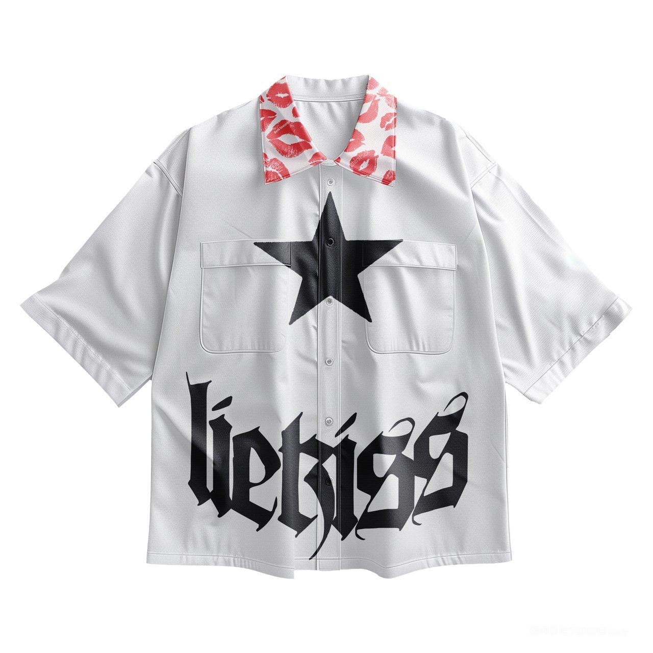 【2090期】街头宽松短袖衬衫印花设计展示样机 (3)