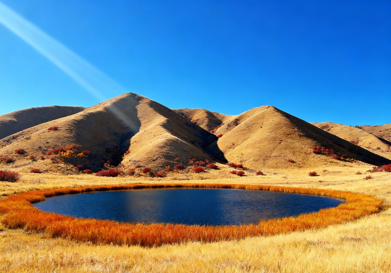 唯美天空湖泊山水秋天山峰意境