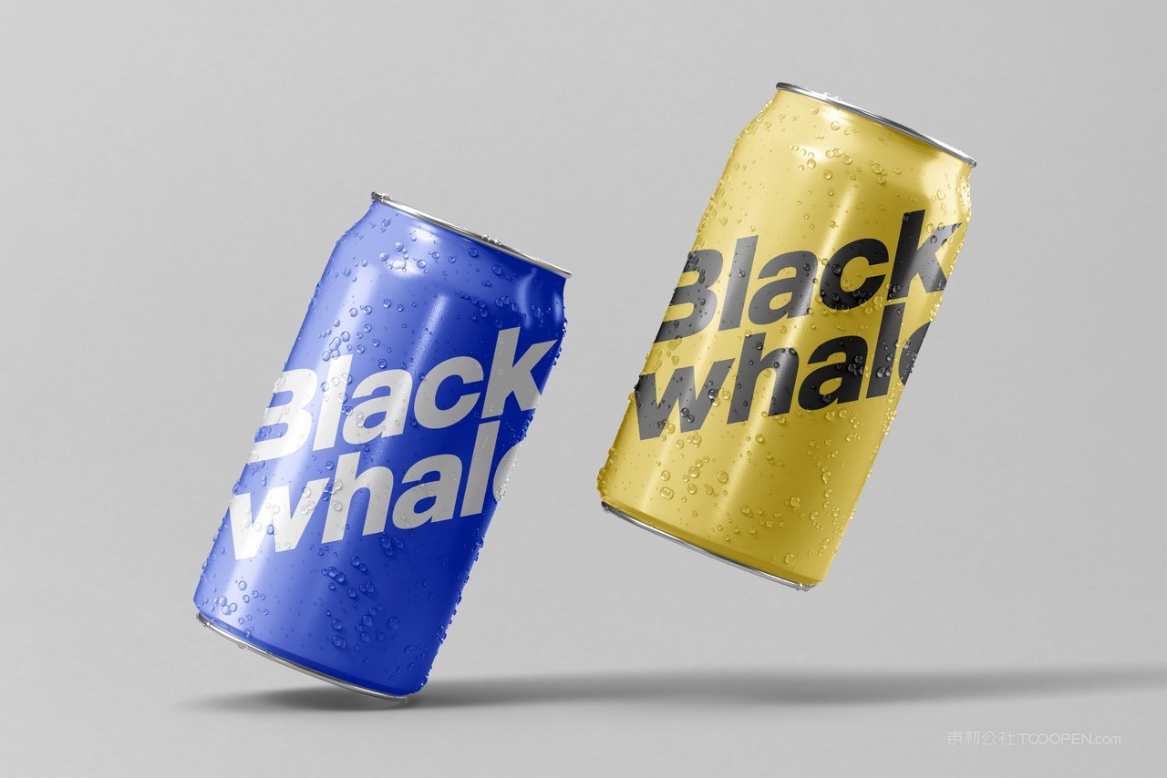 蓝白易拉罐可乐瓶饮料包装样机 (4)