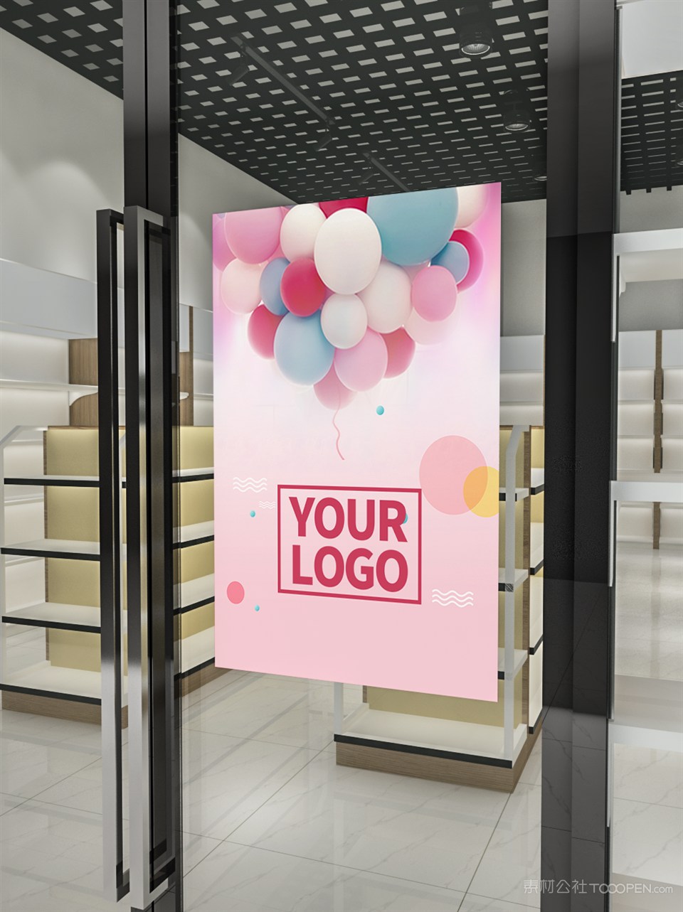 店面橱窗海报画面替换样机