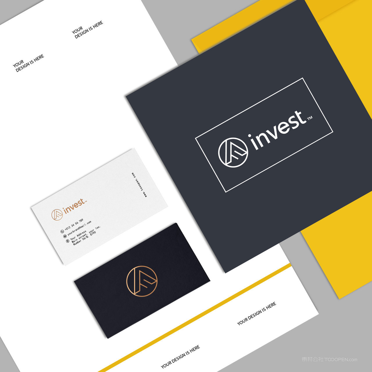 投资公司VI名片文档画册贴图样机