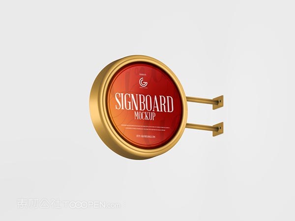 圆形金属标牌样机模板