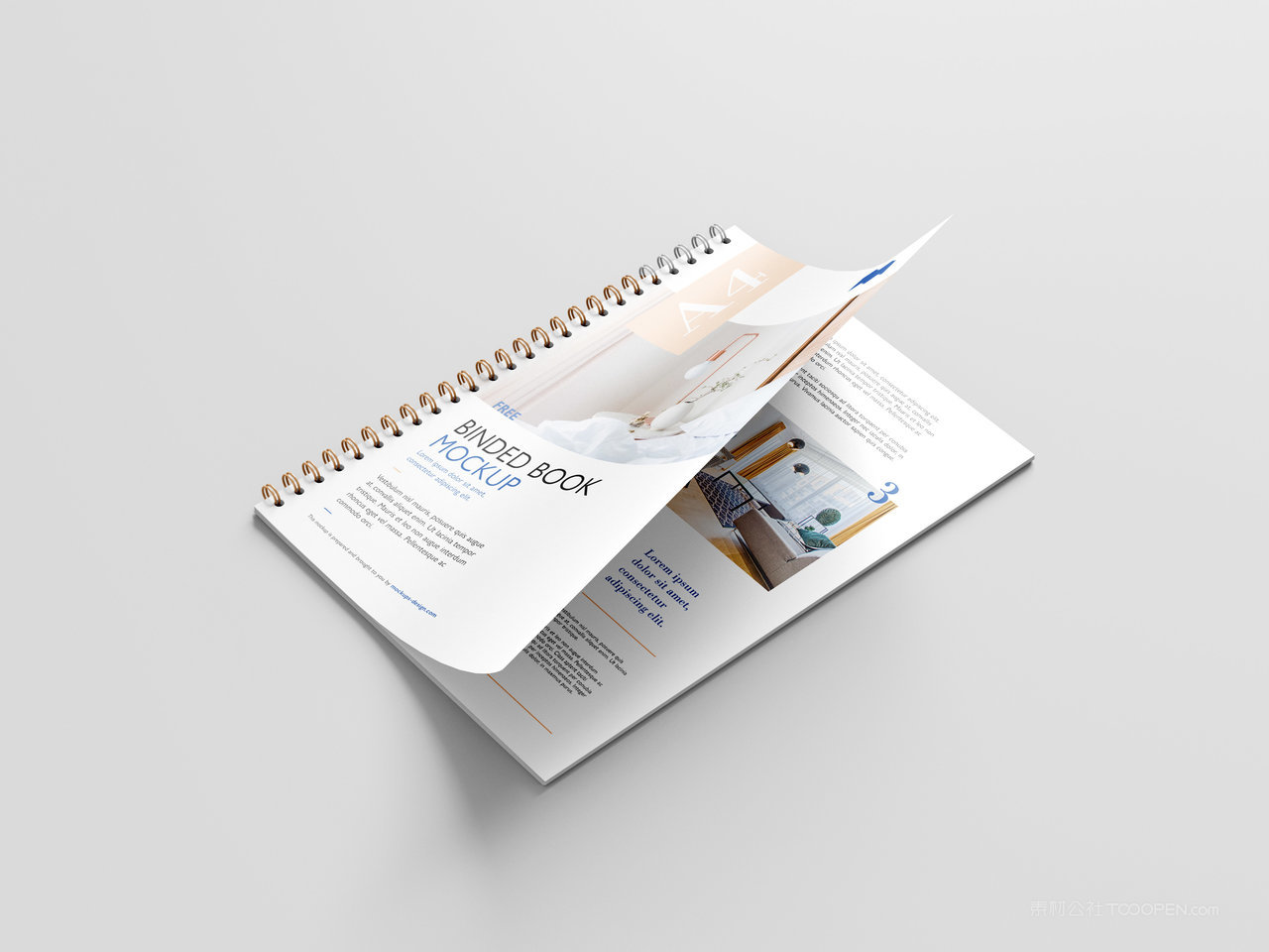 简约环装画册样机封面翻译效果样机