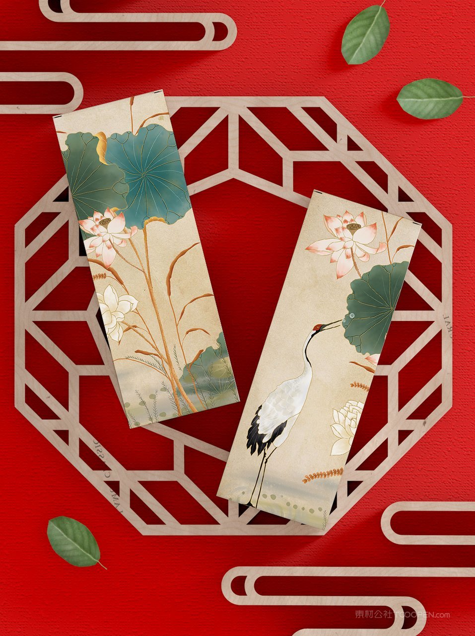 中国红国潮文创贺岁礼盒样机