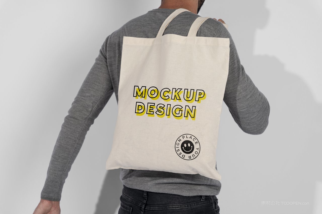 帆布手提袋真人创意帆布包手提袋样机 (7)