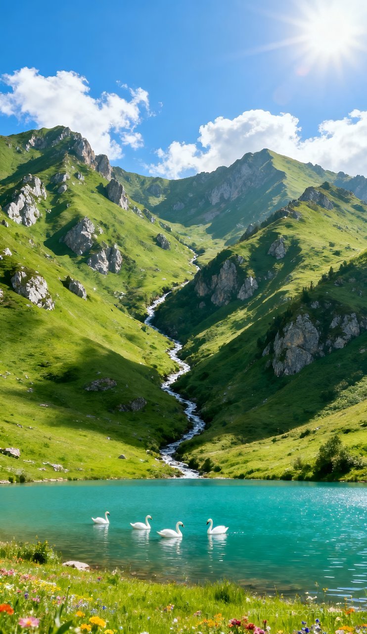 山峰蓝天山水意境湖泊青山天空唯美