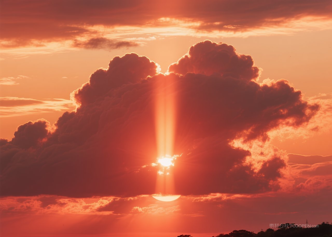 云彩唯美日落风景景观云层自然天空落日