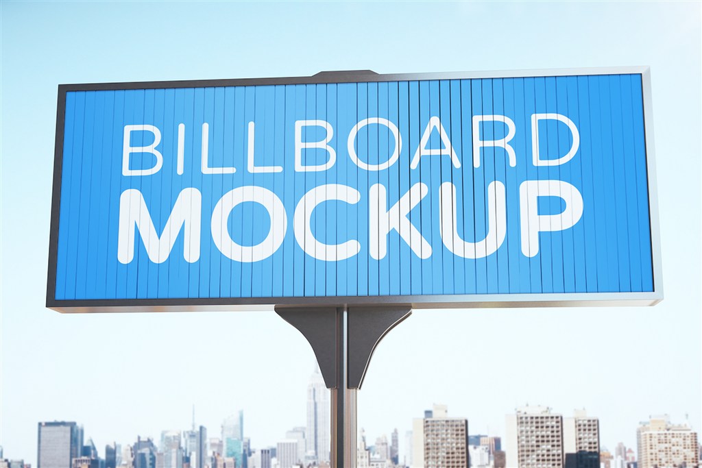 高速公路户外大型T牌广告牌样机图片场景下载