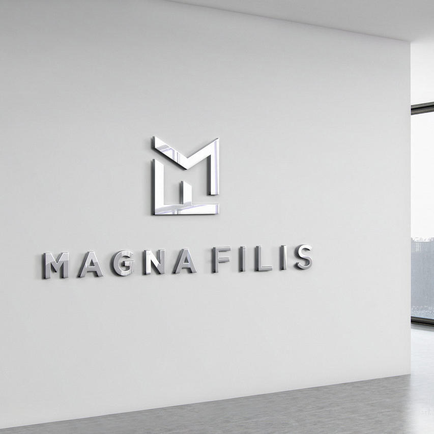 银色立体标志背景墙logo样机