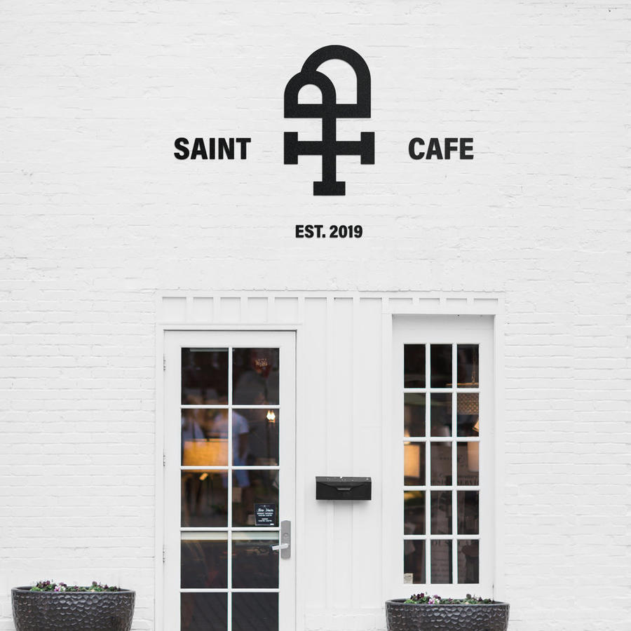 白墙白色店面logo店招贴图样机