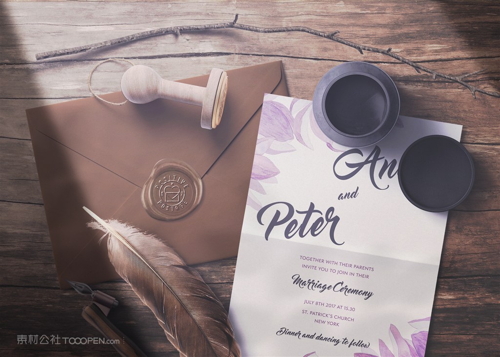 火漆章信纸贺卡样机