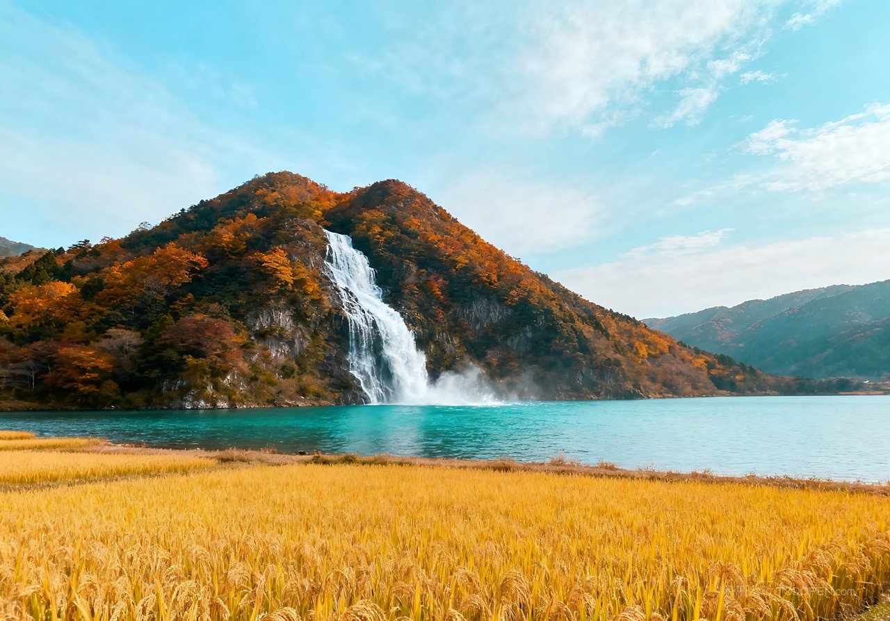 唯美山峰山水天空意境秋天湖泊