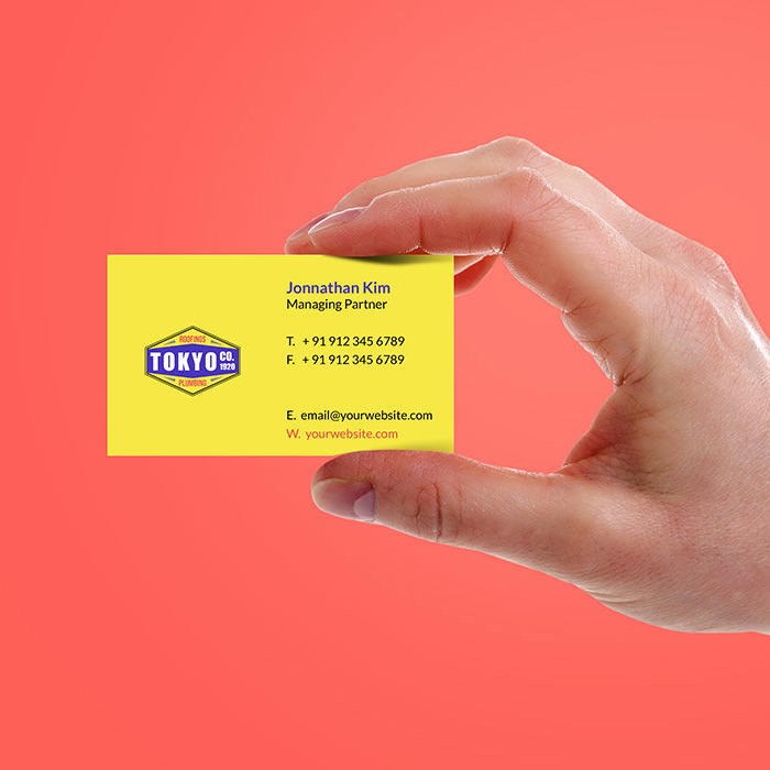 手拿名片设计展示样机模板