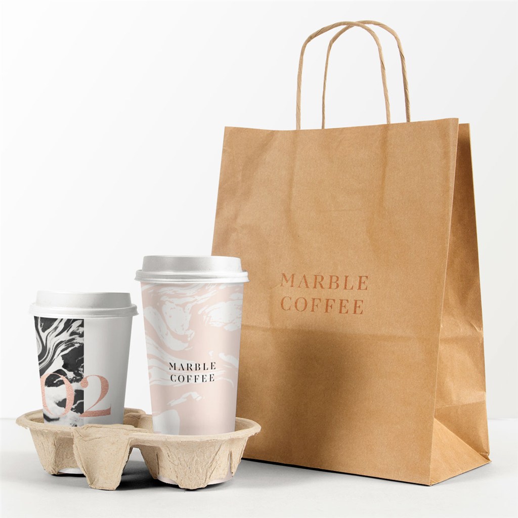 咖啡厅咖啡杯手提袋样机