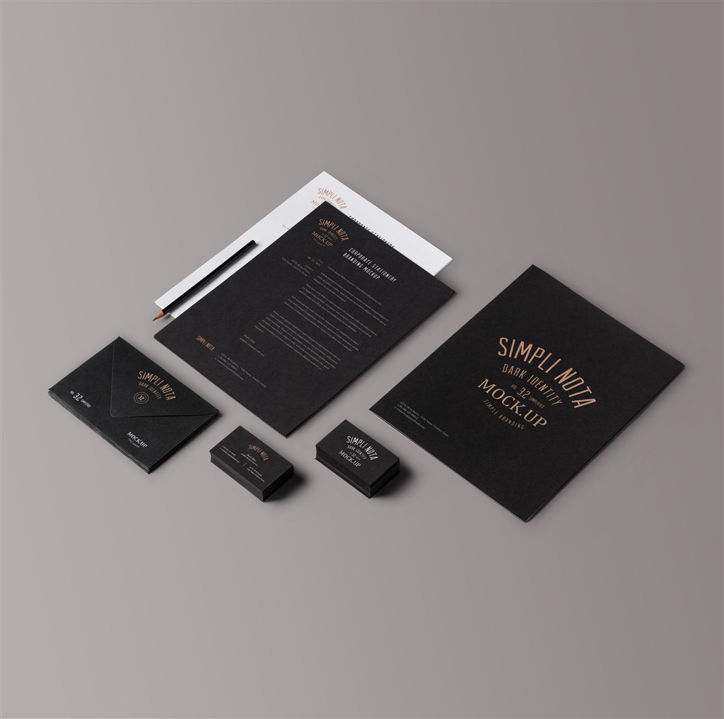 黑色调高档企业VI样机模板