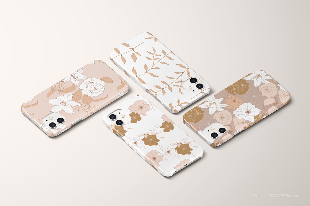 文艺花朵素色手机壳样机 (19)