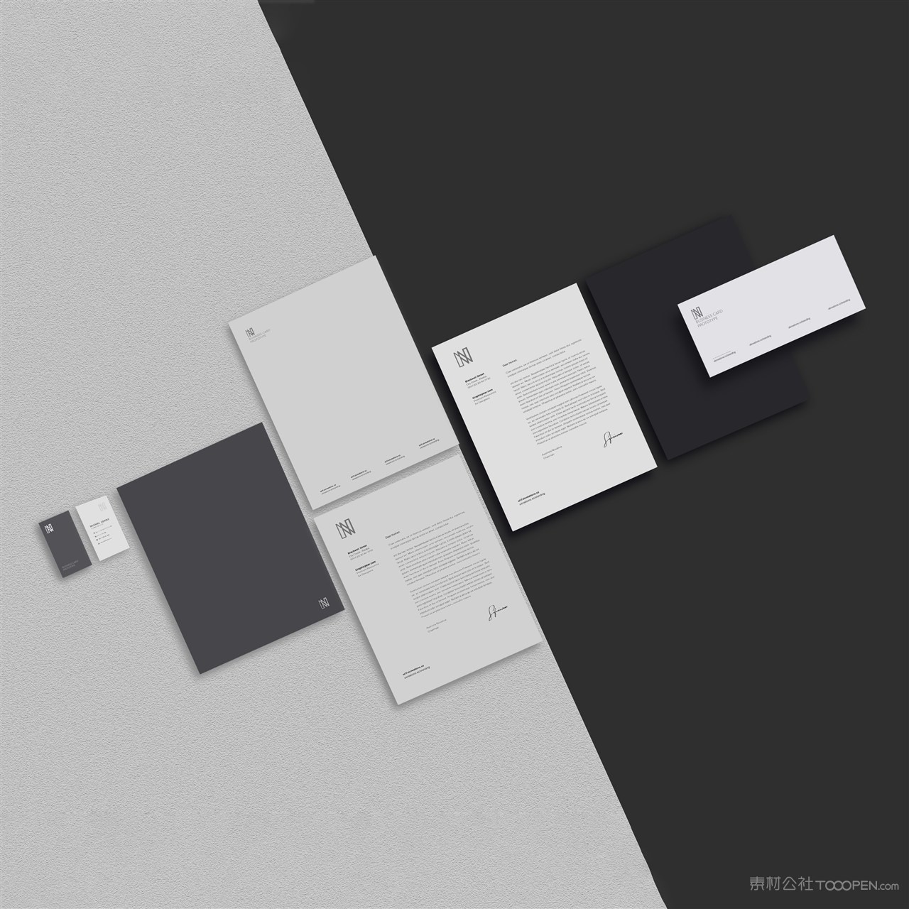 黑色轻奢vi文档信封文件袋贴图样机