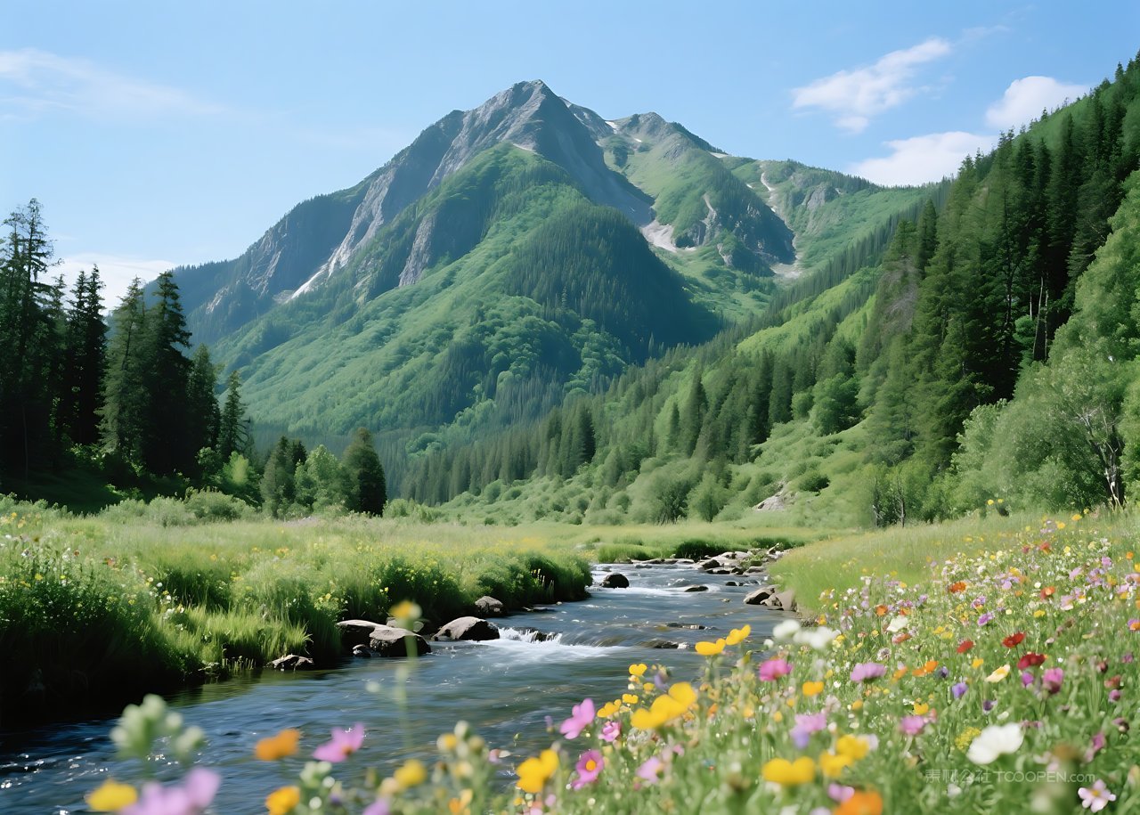 天空山水自然风景唯美山峰景色
