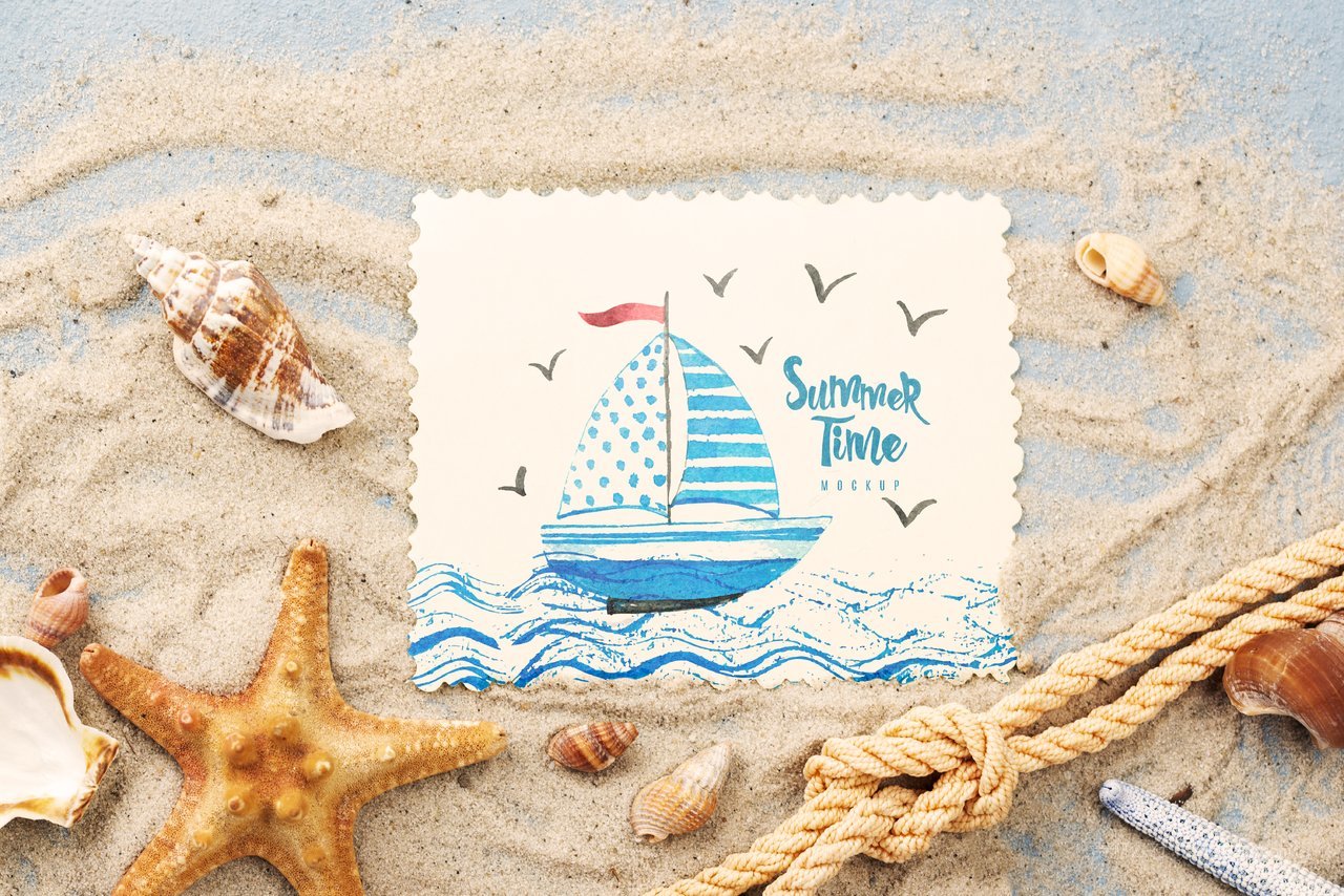 复古海滩纸张海报样机 (11)