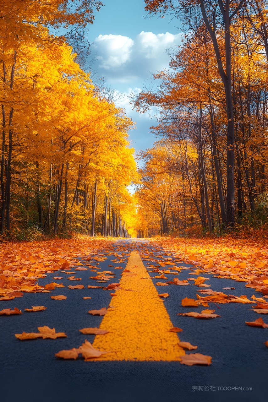 金色森林小路秋天