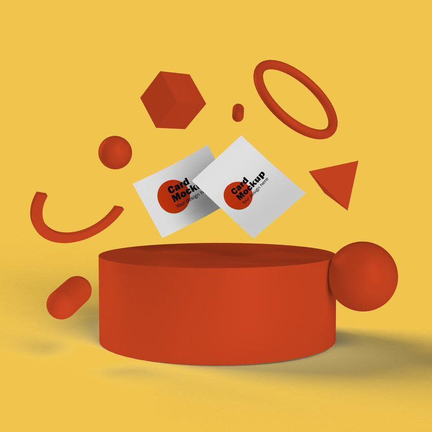 抽象立体悬浮视觉卡片海报名片展示贴图样机 (3)