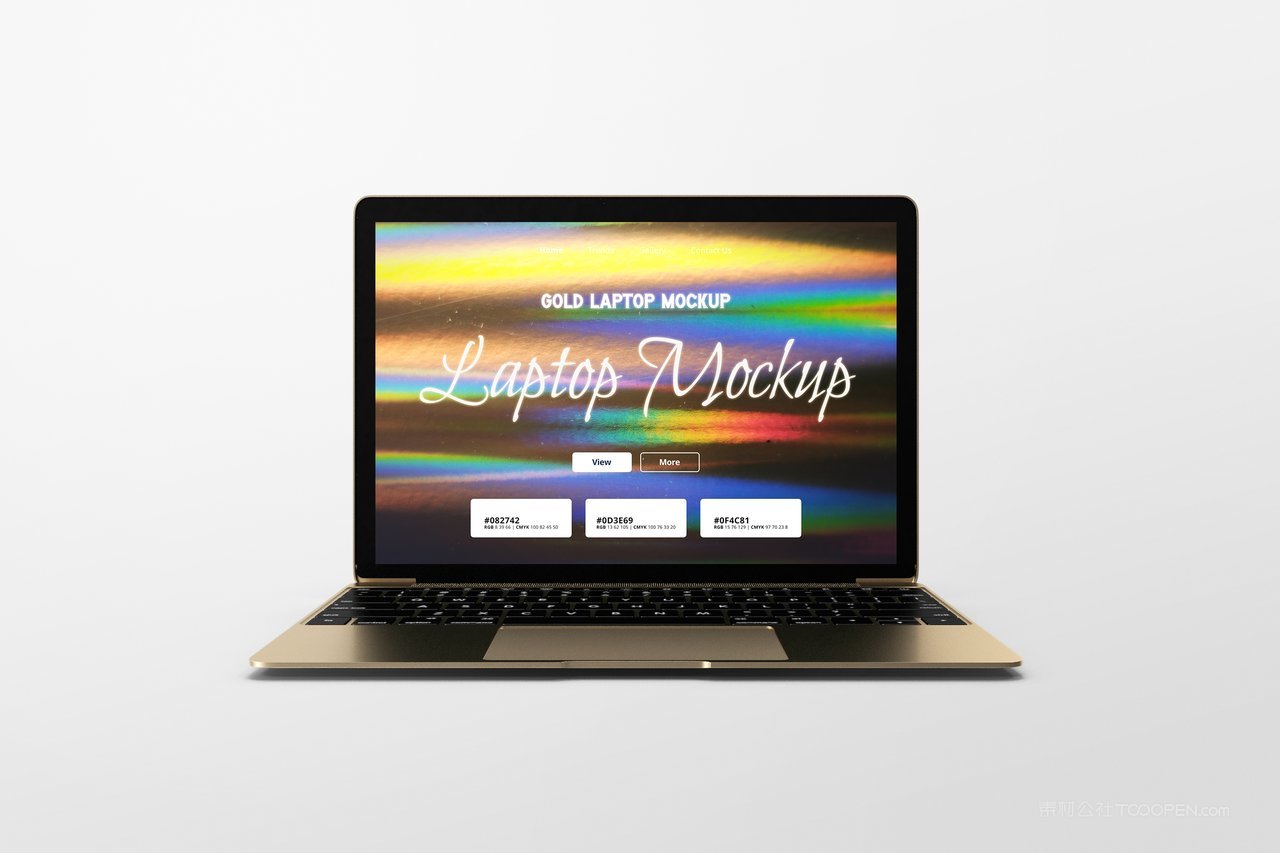 金色笔记本电脑样机