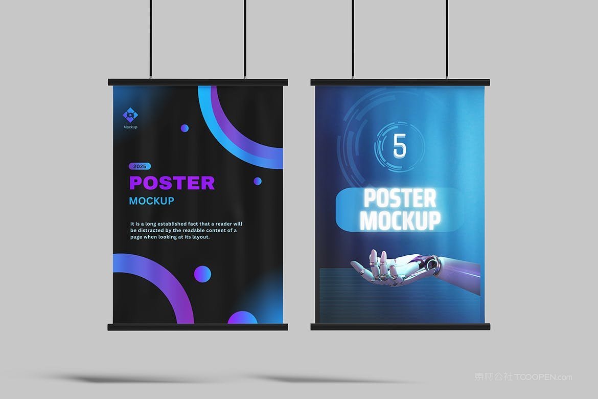 悬挂a3海报样机