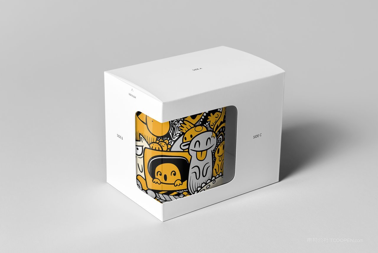 白色卡通马克杯礼盒装样机 (2)