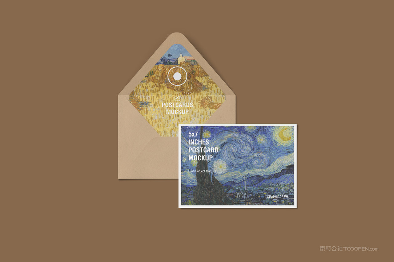 美术艺术展览馆明信片信封请柬样机