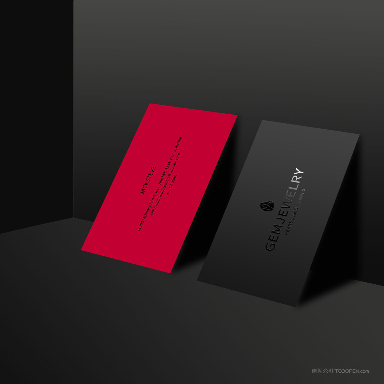 珠宝品牌VI靠着墙面的名片贴图样机