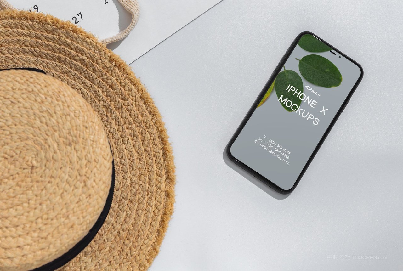 惬意草帽小清新手机端app电子产品样机