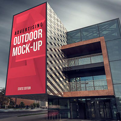 楼房户外广告样机素材