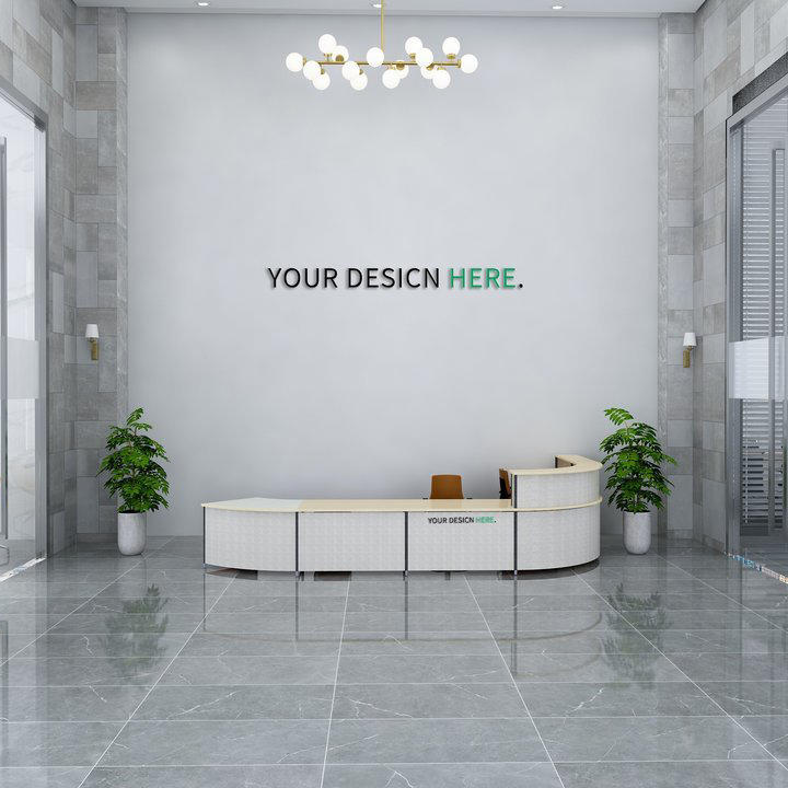 白色简洁前台形象墙logo标志样机前台样机 (4)