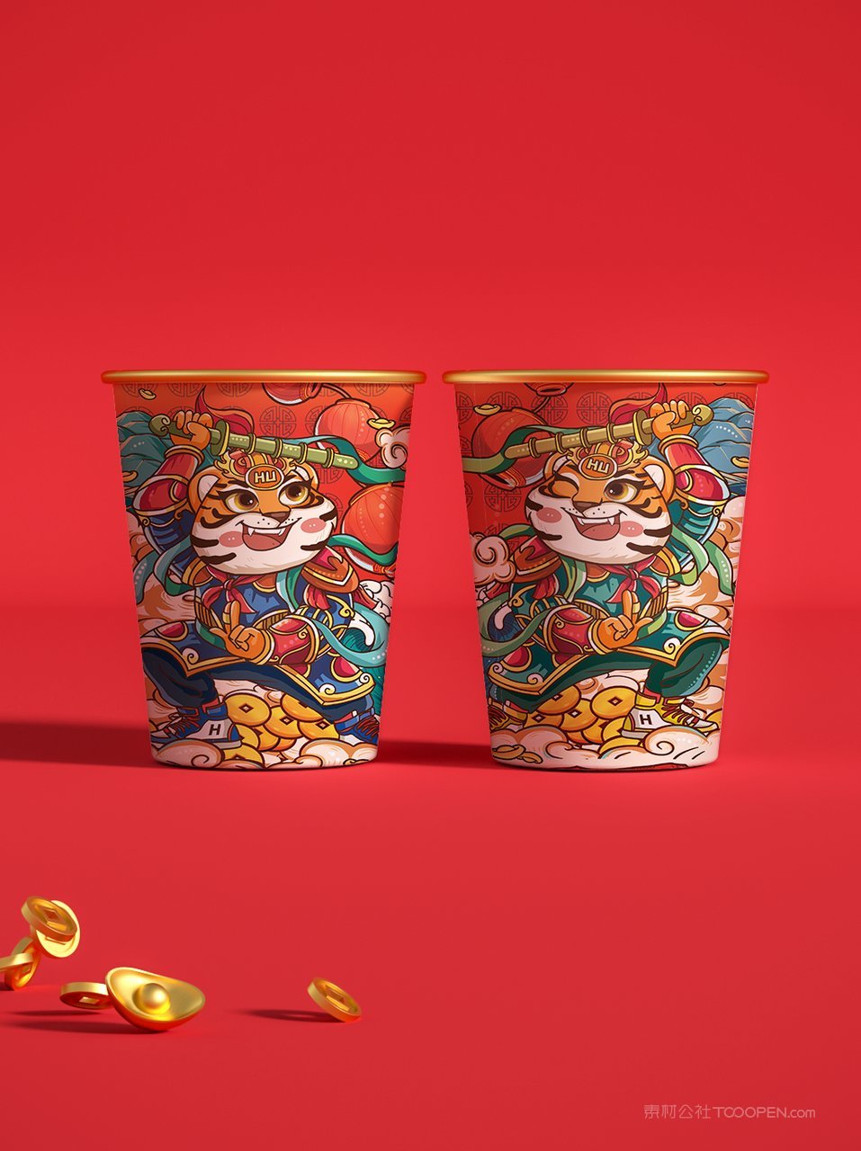 2022虎年喜庆水杯文创场景样机