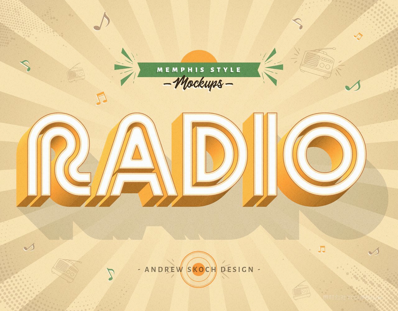 可爱卡通孟菲斯字特效果样机 (5)