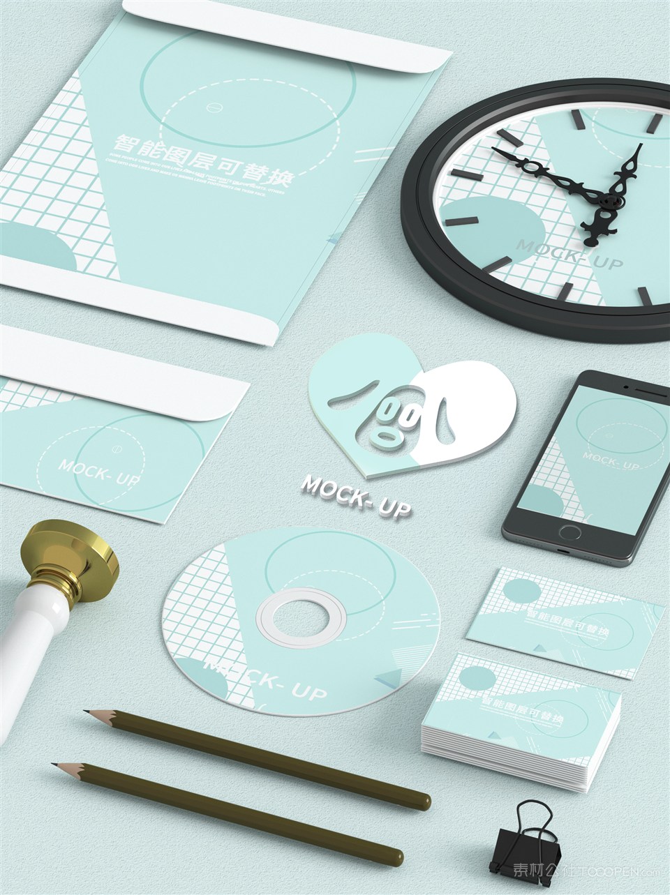 浅色办公vi样机素材