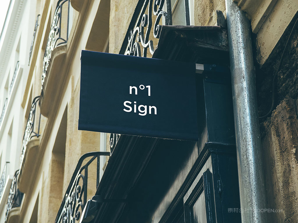 酒店宾馆复古门头vi贴图样机