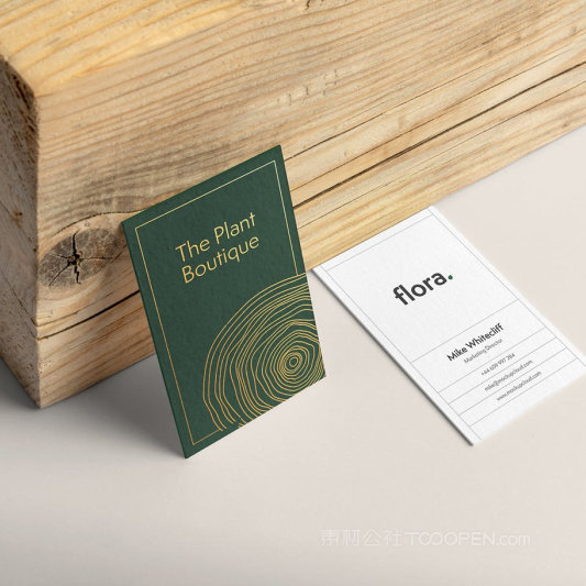 绿色名片正反面贴图样机