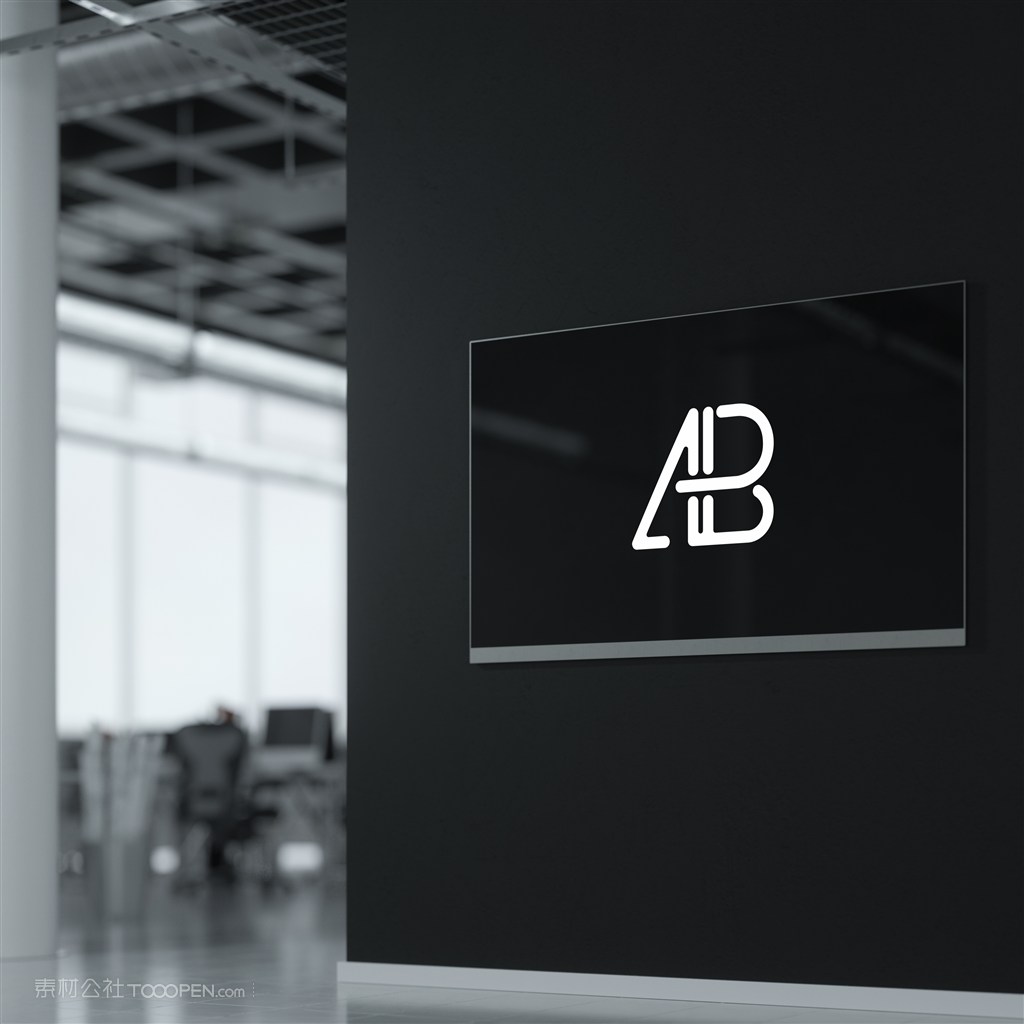 室内电子显示屏广告贴图样机