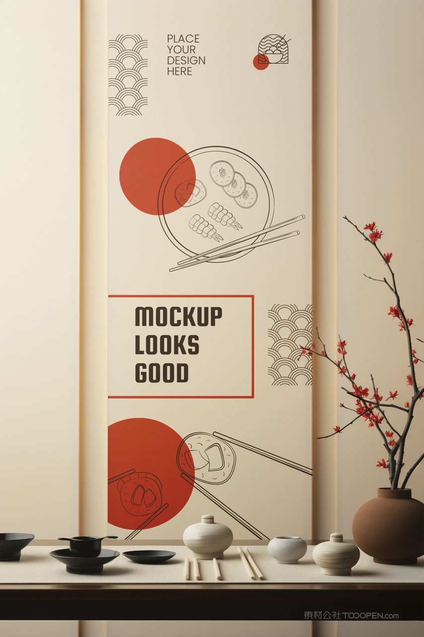 【2132期】中式民宿餐饮店铺装修品牌vi墙面样机 (8)