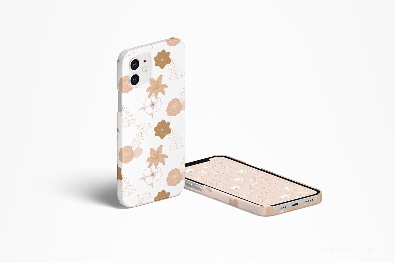 文艺花朵素色手机壳样机 (8)