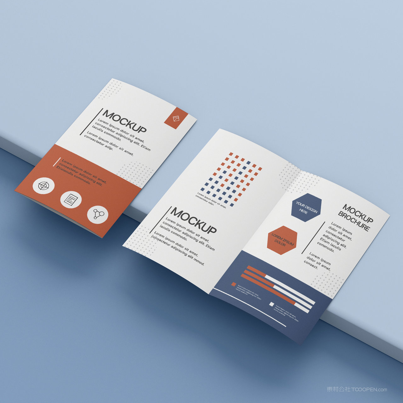 产品画册企业宣传双折页贴图样机