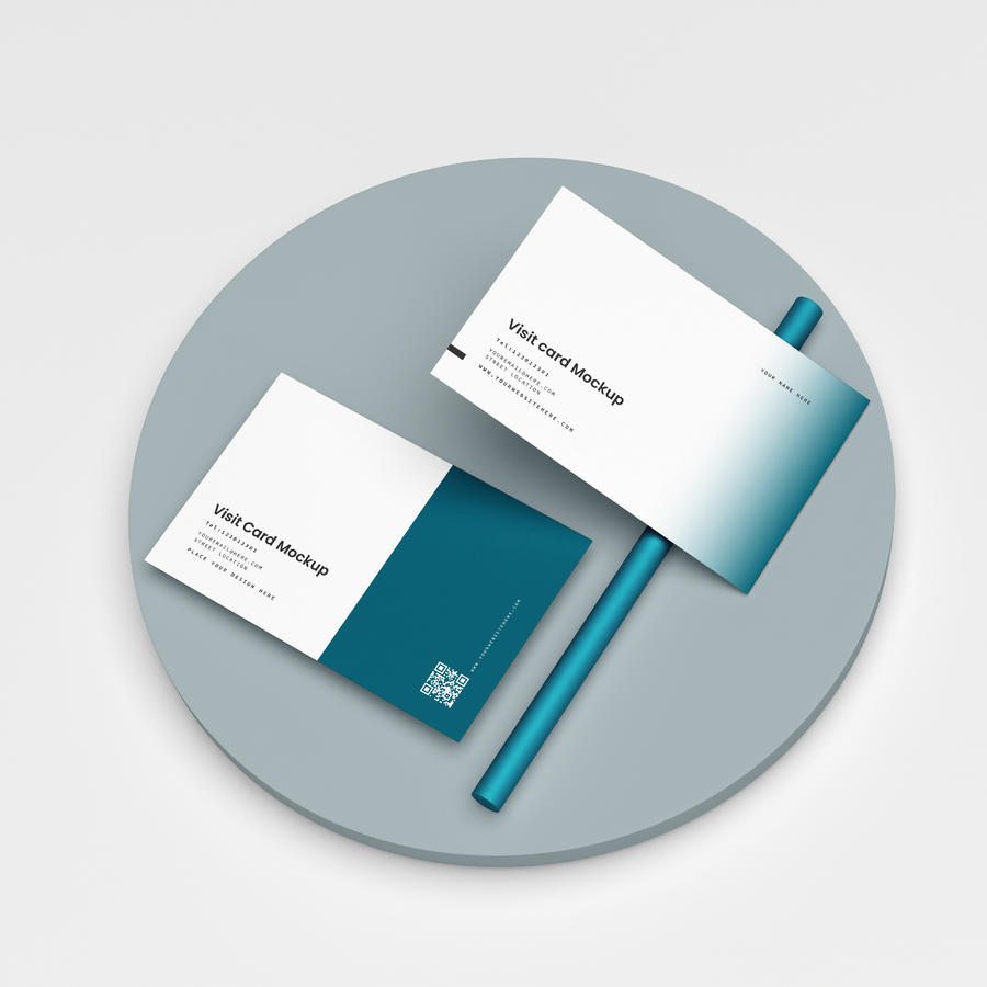 绿色渐变名片样机