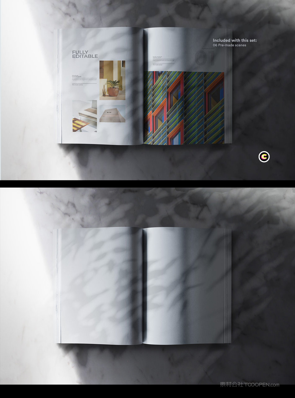 翻开的多页书本照片场景样机 (5)