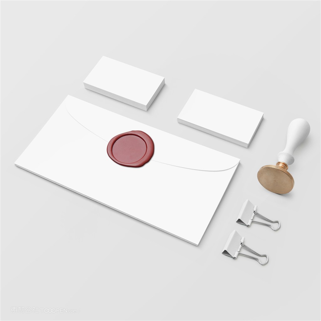 燕尾夹信封名片卡片火漆章样机