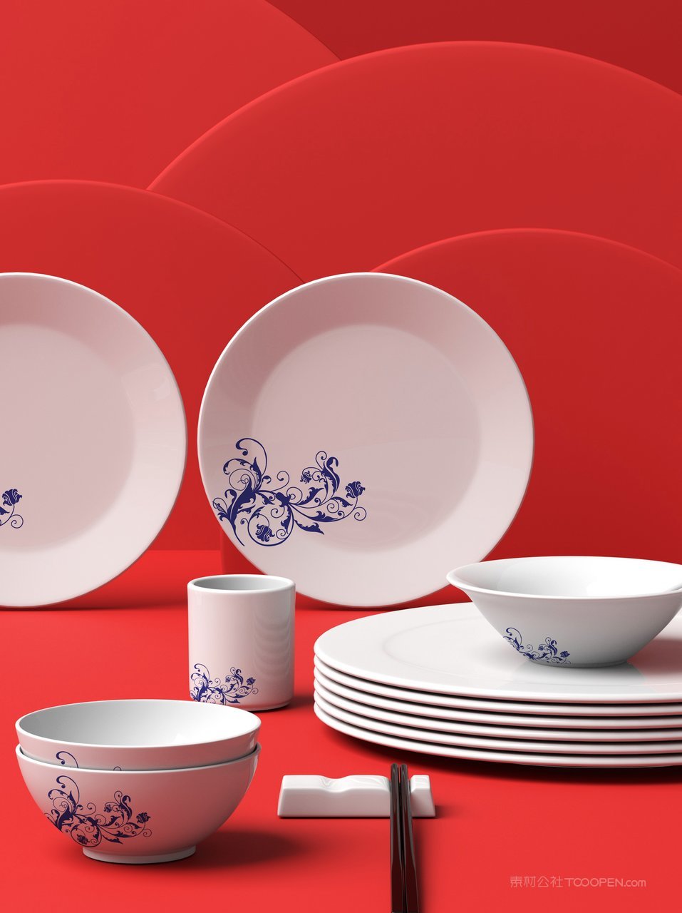 国潮中式景德镇瓷器碟子产品样机 (5)