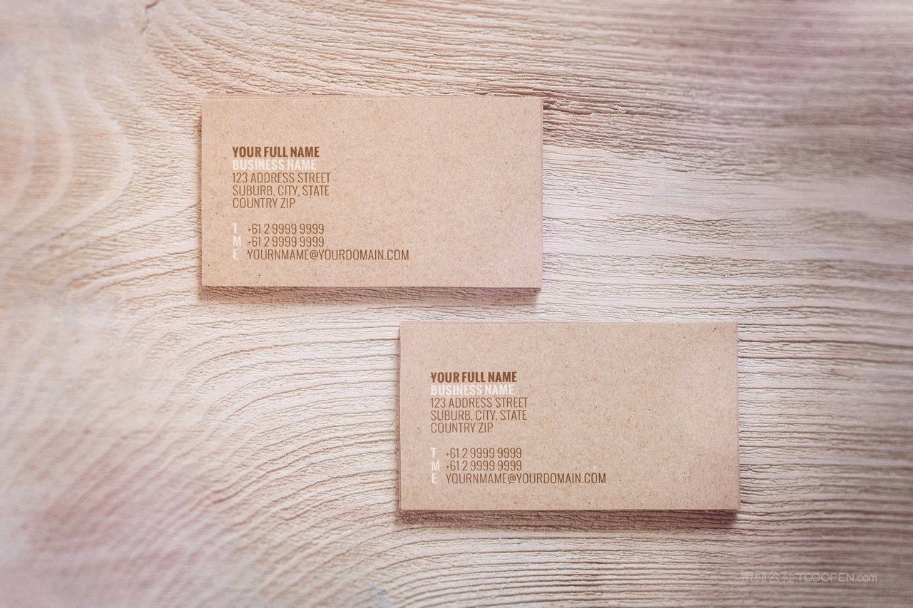 文艺风牛皮纸名片贴图木质桌面场景样机 (6)