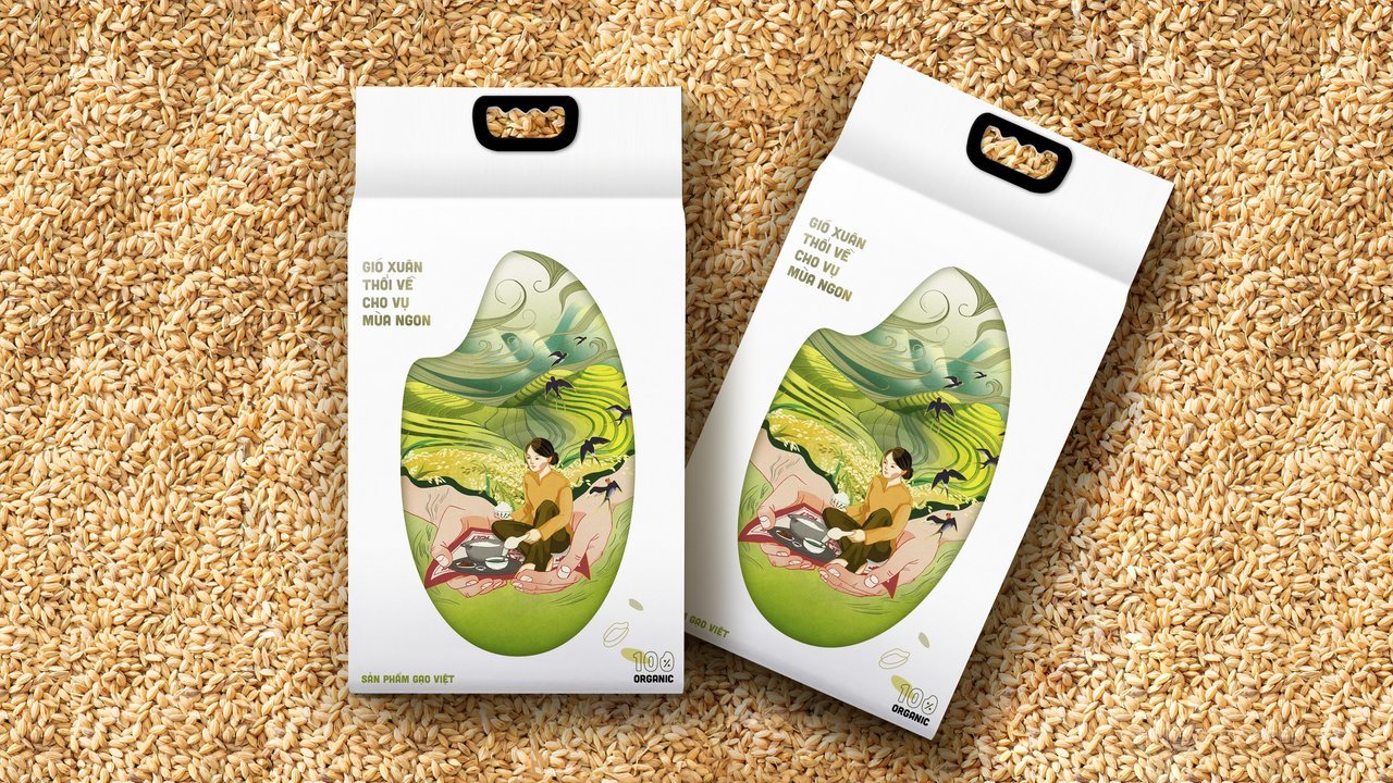 【2166期】手绘大米包装设计场景样机 (1)